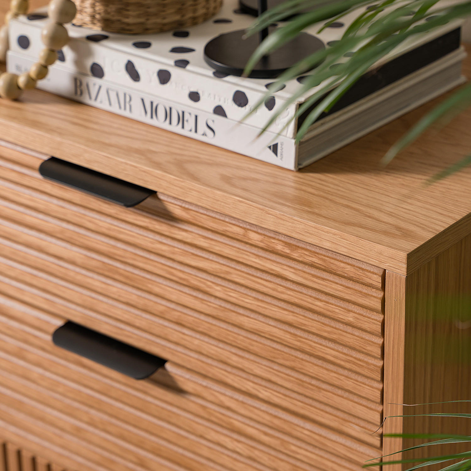 SIDEBOARD mit 6 Schubladen - Echtholzfurnier - Eichefarben/Schwarz, Holzwerkstoff (120/80/40cm) - home24