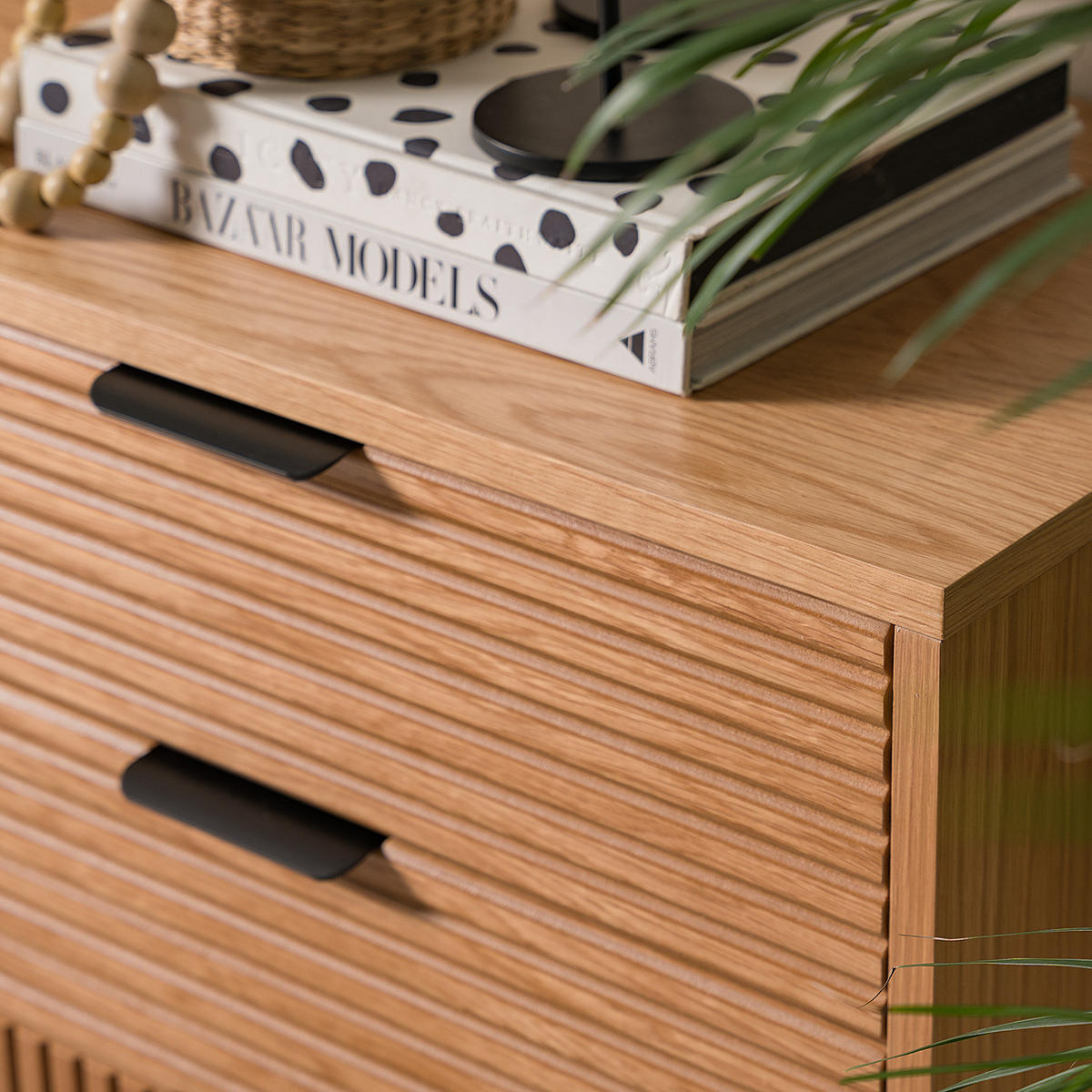 SIDEBOARD mit 6 Schubladen - Echtholzfurnier - Eichefarben/Schwarz, Holzwerkstoff (120/80/40cm) - home24