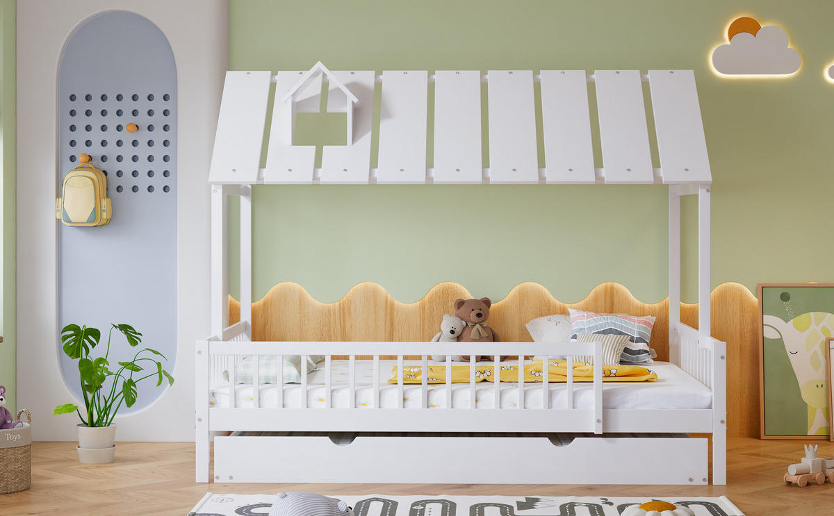 HAUSBETT 120x200 cm Rollbett weiß - Weiß, Holz (120/200cm) - LEBENLANG