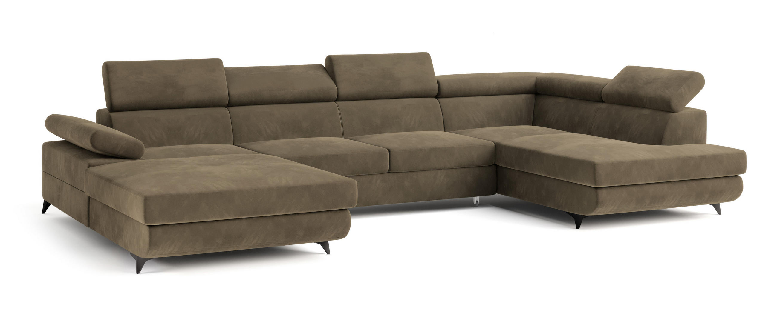 ROHOVÁ SEDAČKA RUBANO béžová - černá/béžová, kov/dřevo (339/190cm) - MASSENO