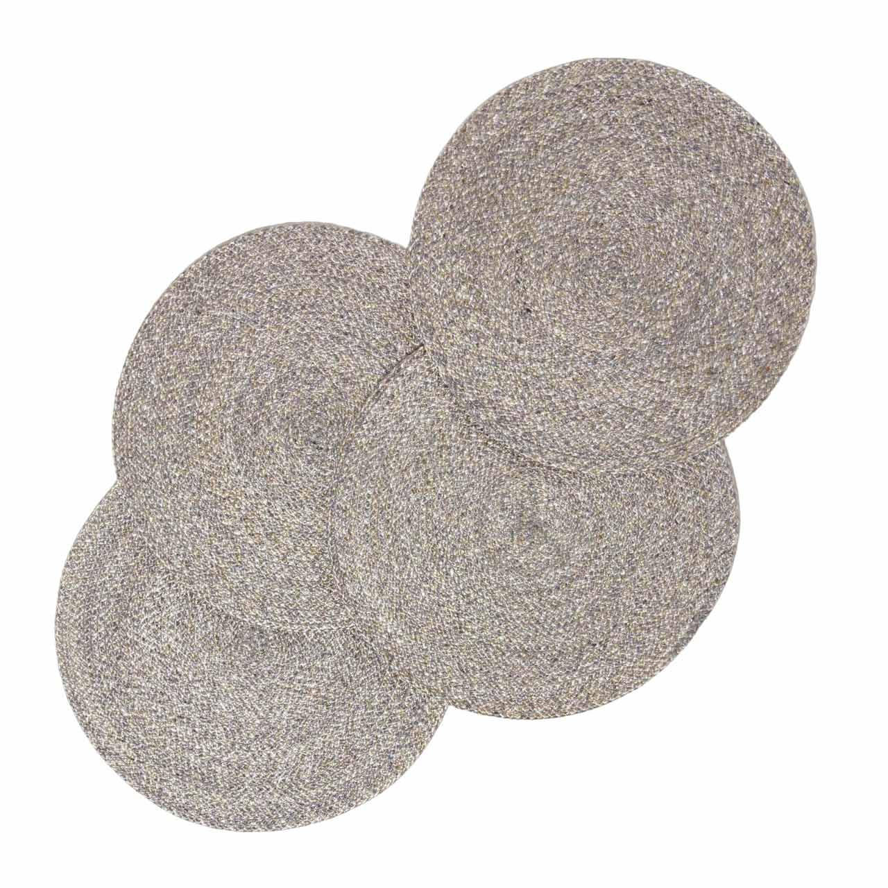 TISCHSET silber im 4er-Set, Platzsets rund geflochten, 40 cm - Silberfarben, Textil (40/40cm) - Homescapes