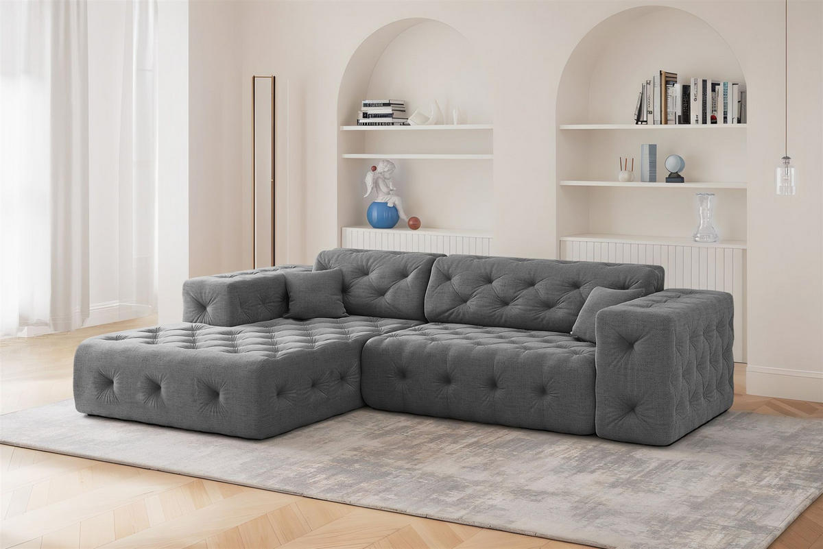 ECKSOFA Chantal In Moly - Anthrazit, Holzwerkstoff/Textil (266/171cm) - Fun Möbel