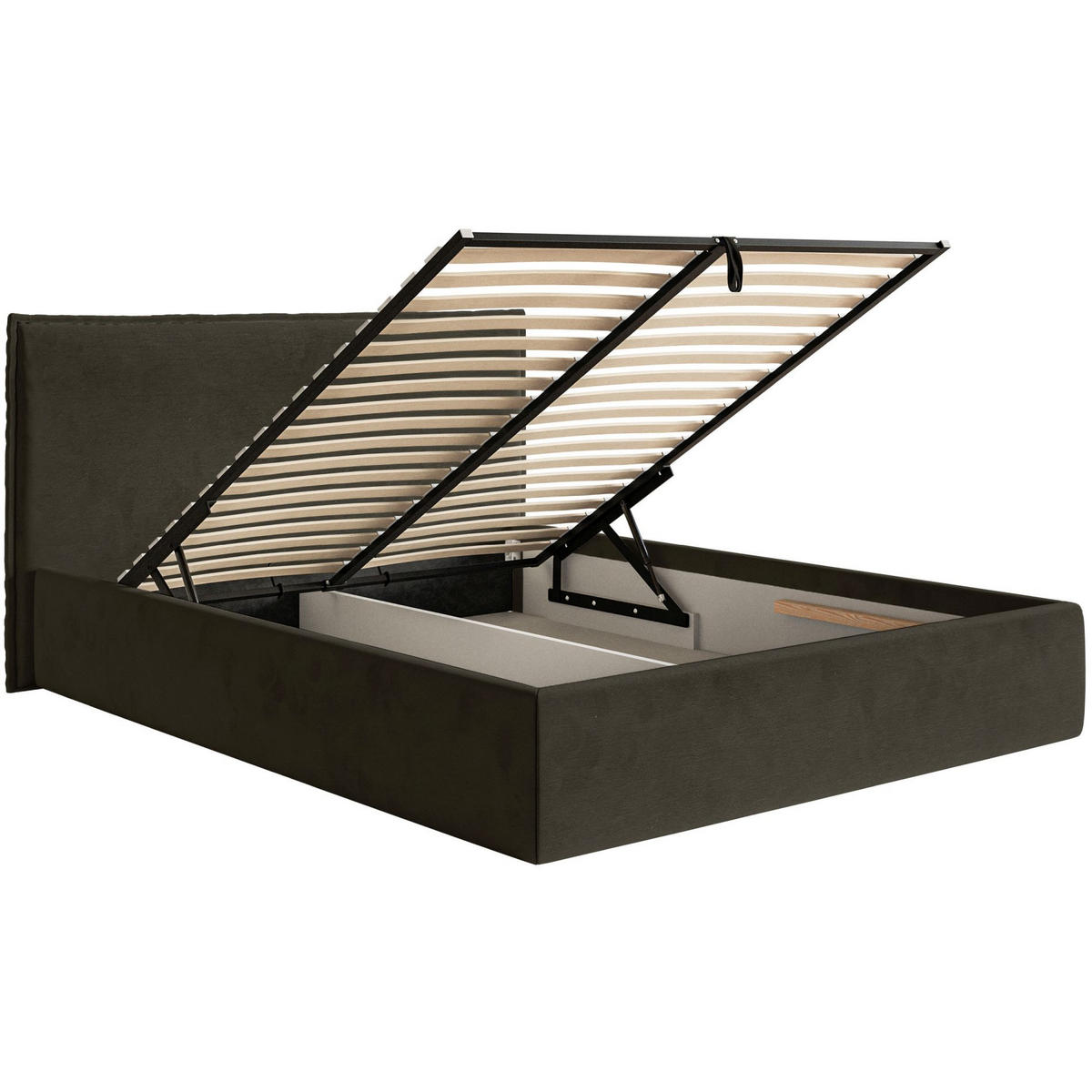 POLSTERBETT Softie Slim Dunkelgrün Velours 200x200 - Dunkelgrün, Textil (200/200cm) - Selsey