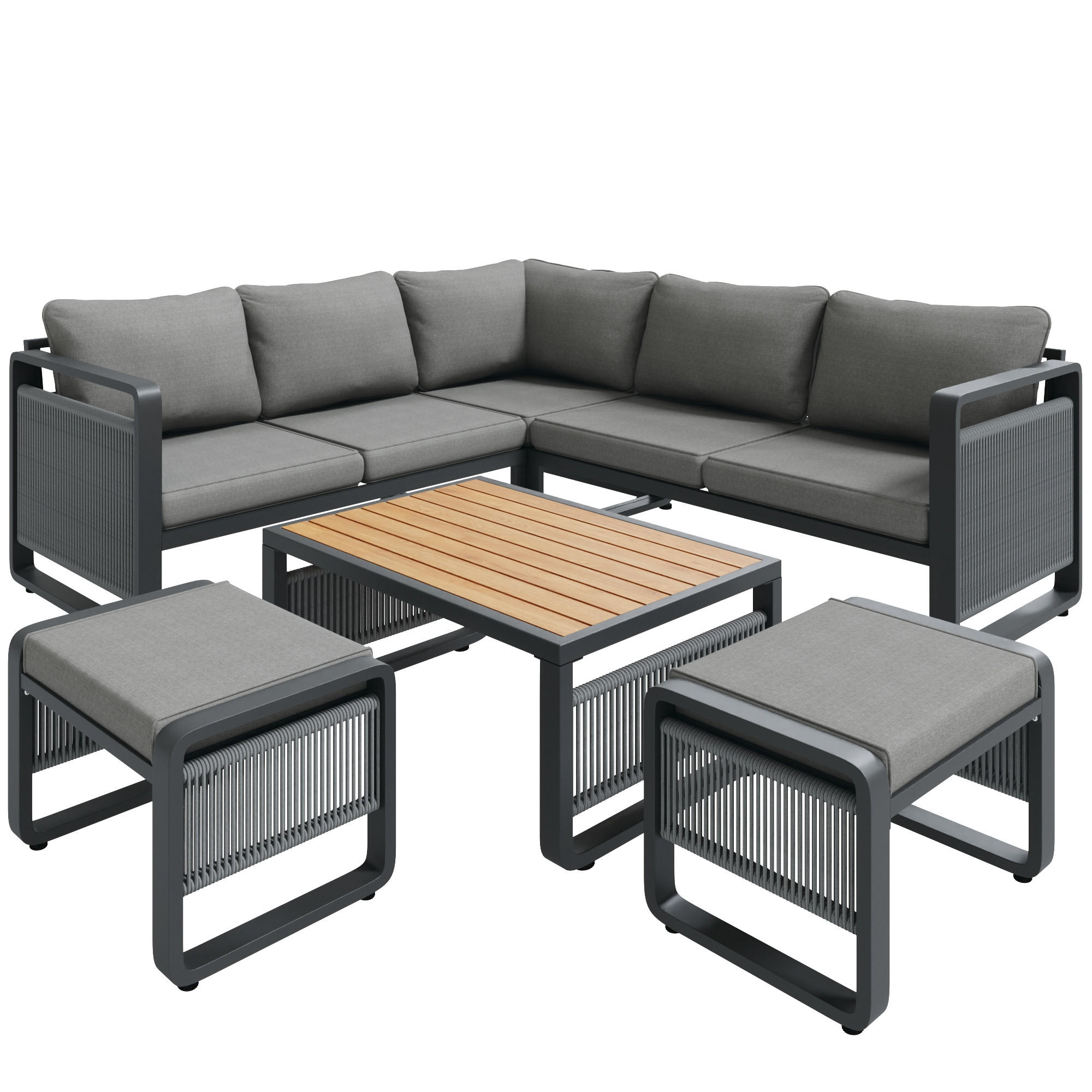 GARTEN LOUNGESESSEL SET Grau - Grau, Metall - ComfortXL
