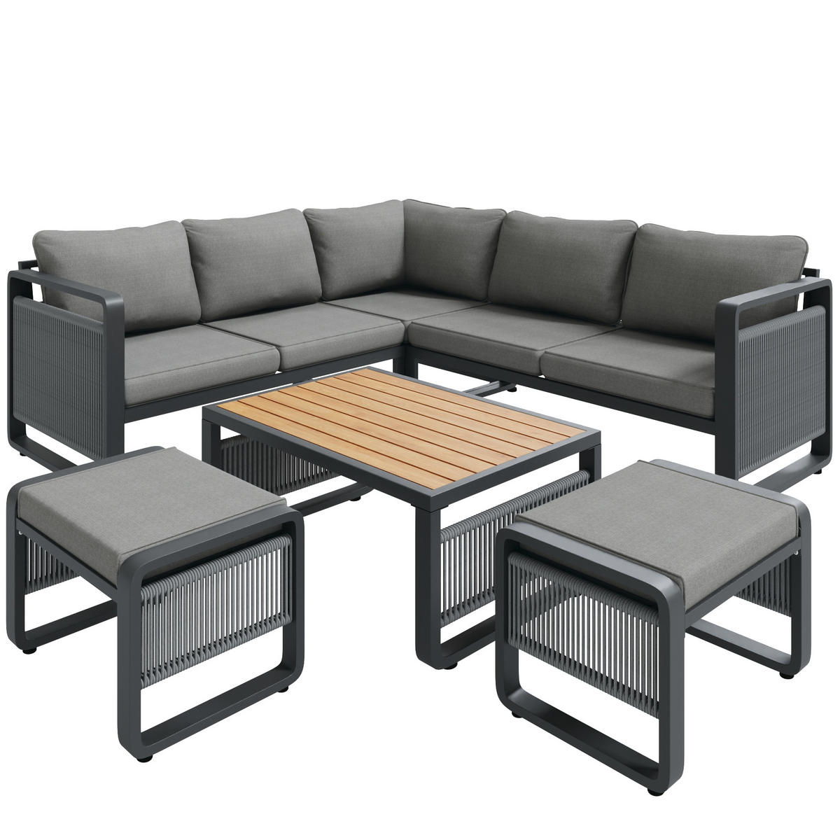 GARTEN LOUNGESESSEL SET Grau - Grau, Metall - ComfortXL