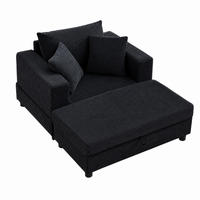 SOFA Cord Schwarz mit Stauraum und mit Kissen - Schwarz, Holzwerkstoff/Kunststoff (137.5/89/81cm) - WISHDOR