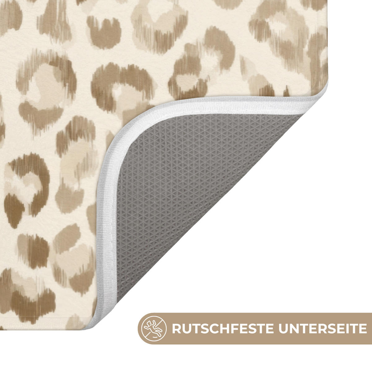 KOUPELNOVÁ PŘEDLOŽKA Leopard - Classic - Béžová 120x60 cm - světle hnědá, textil/plast (120/60cm)