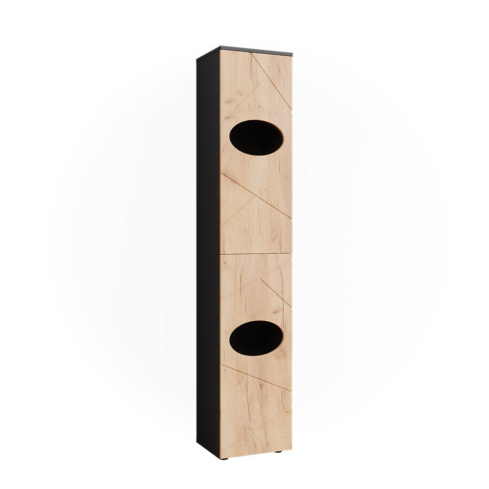 WÄSCHESCHRANK Irma Anthrazit/Goldkraft Eiche 37.2 x 192 cm - Anthrazit/Eiche Wotan, Holzwerkstoff (37.2/192/32cm) - Vicco