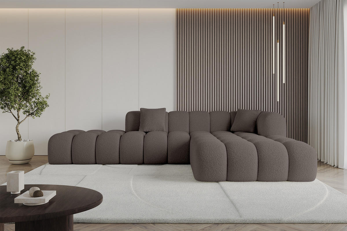 ECKSOFA Ottomane Rechts OLEA-L2 - 289x176x71 cm Braun - Dunkelbraun/Schwarz, Holzwerkstoff/Kunststoff (289/176cm)