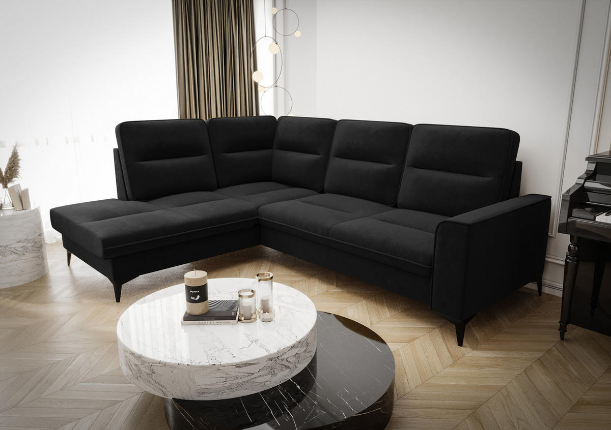 ECKSOFA KONGO RBN14, Eckcouch in L-Form mit Schlaffunktion, Farbe: Rosa, Velourstoff, Ottomane Links - Rosa, Textil (260/200cm) - O-Sofa