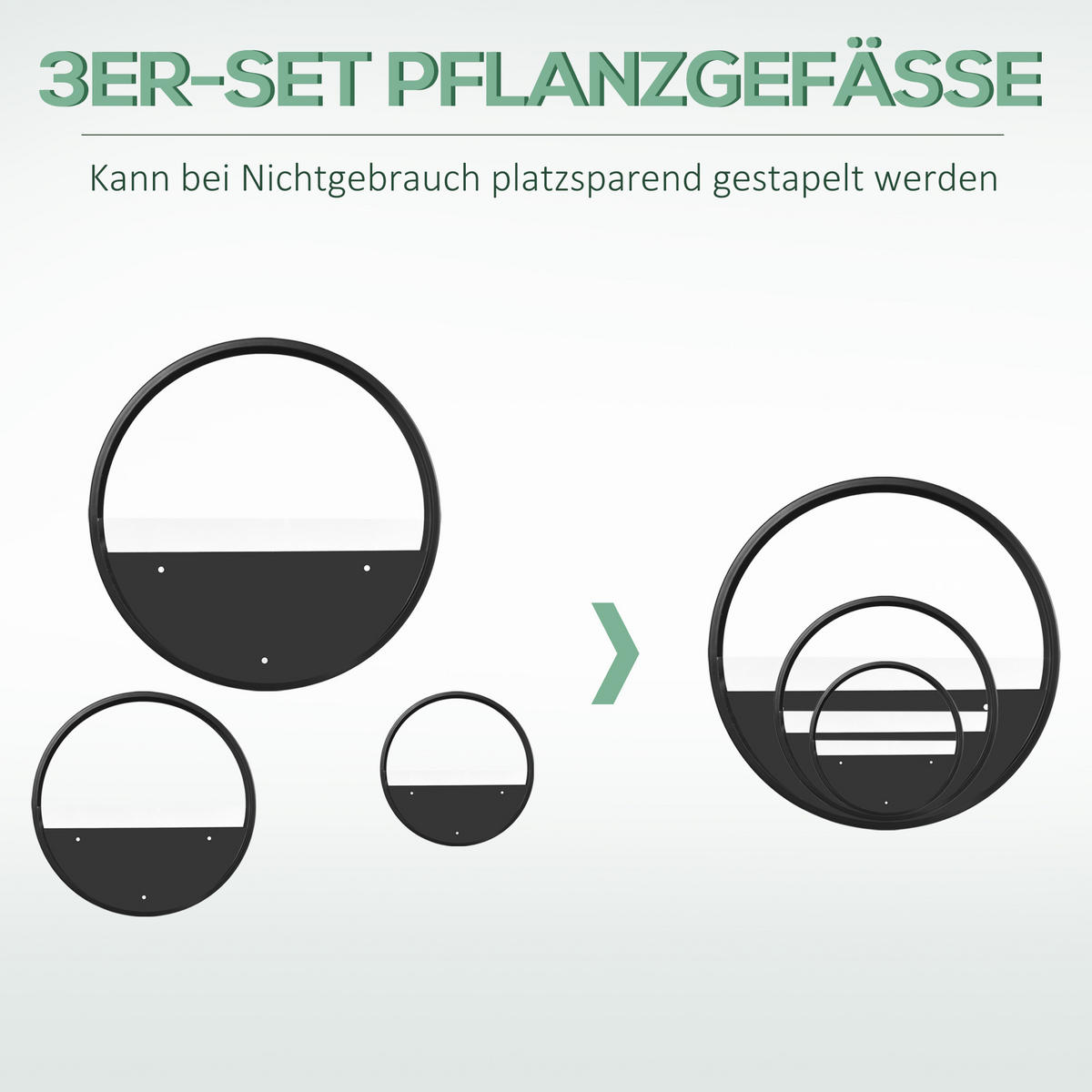 BLUMENTÖPFE, Wandvase für Garten, Wohnzimmer, Stahl, Schwarz - Schwarz, Metall (5cm) - Outsunny