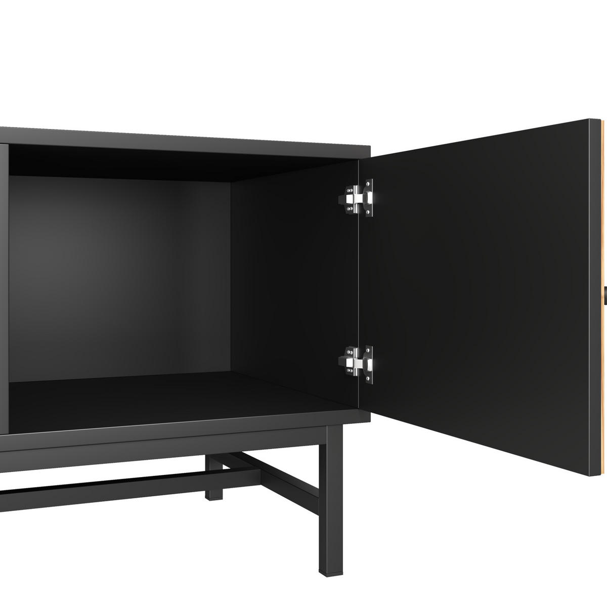 TV-LOWBOARD aus Spanplatte und Eisen 150x38x50,5 cm Schwarz/Holzoptik mit Stauraum - Hellbraun, Holzwerkstoff (150/55/38cm) - IVMEU