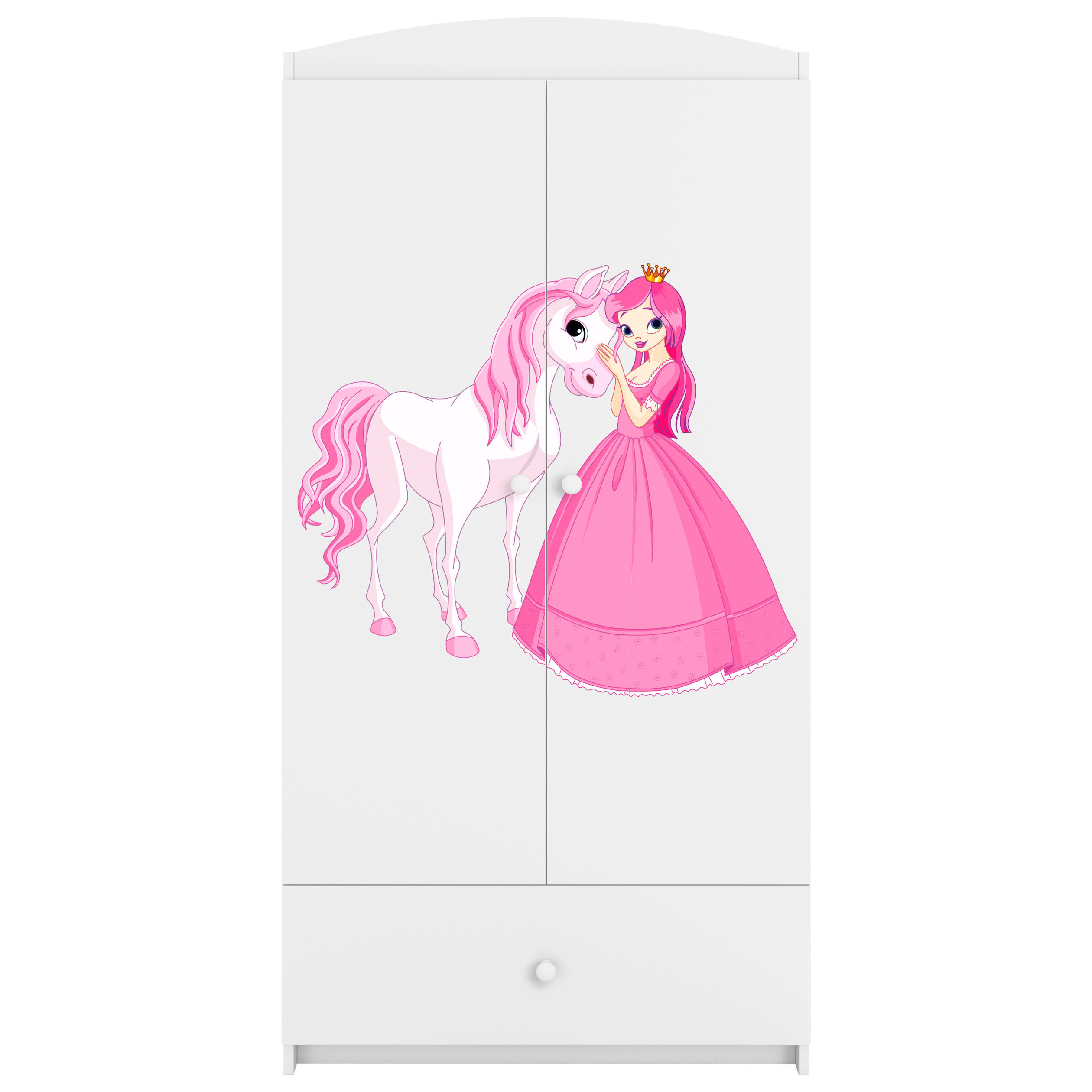KINDERKLEIDERSCHRANK Prinzessin I - Weiß, Holzwerkstoff (90/175/52cm) - RAUMHIRSCH FURNITURE