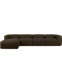 ECKMODULSOFA-LINKS BUFFO 6-Sitzer mit extrem weicher Sitzfläche, Gewebestoff, braun - Braun, Textil (377/180cm) - KONSIMO®