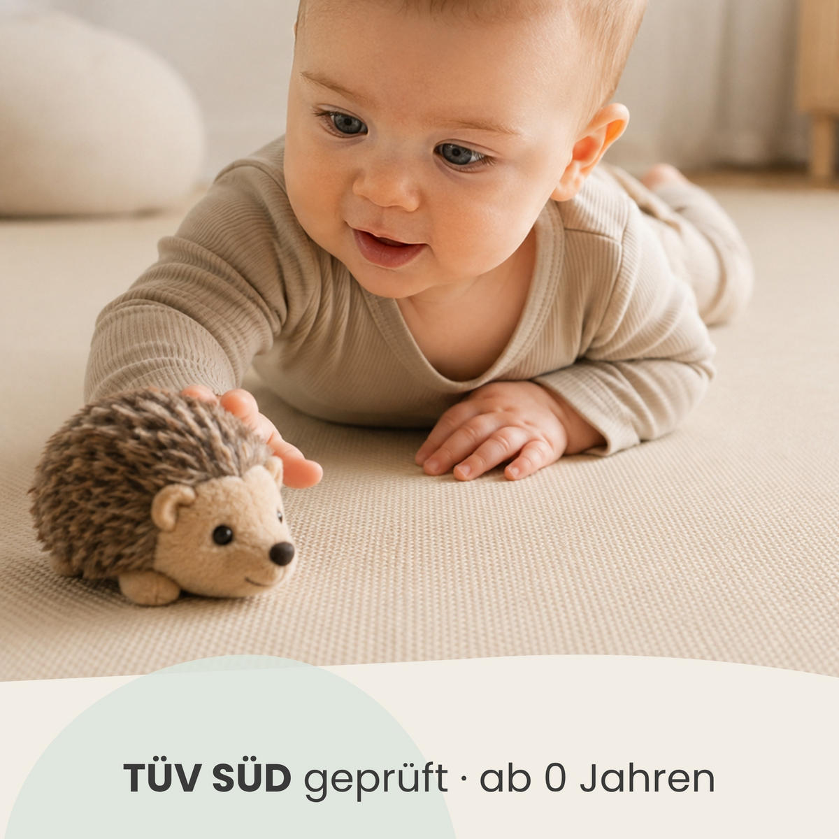 SPIELMATTE ab Null - 180/90/1 cm Puzzlematte Beige - Beige, Kunststoff (30/30cm) - Littletom
