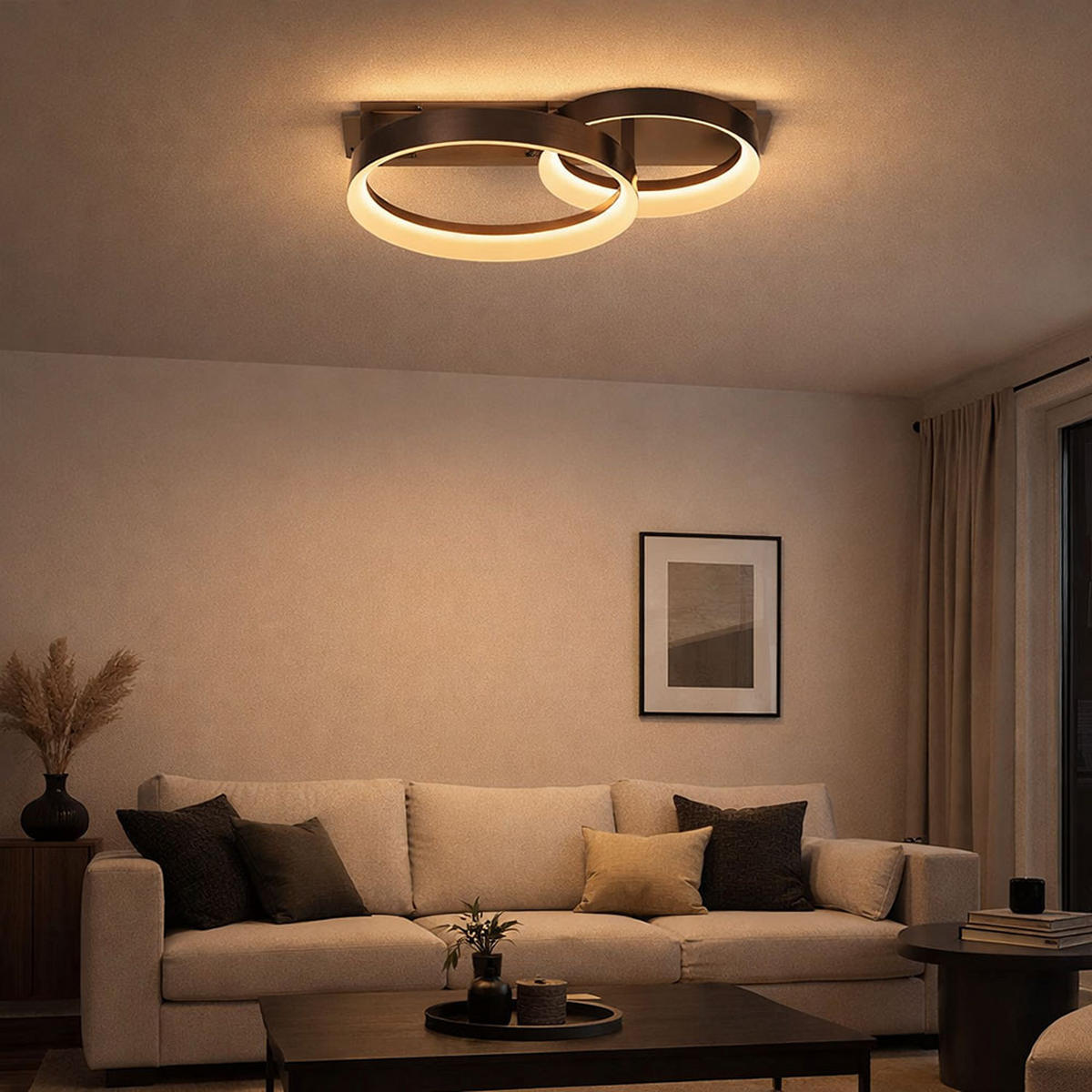 LED DECKENLEUCHTE Metall Braun Opal - Braun, Metall (50/35/12cm) - Globo Lighting