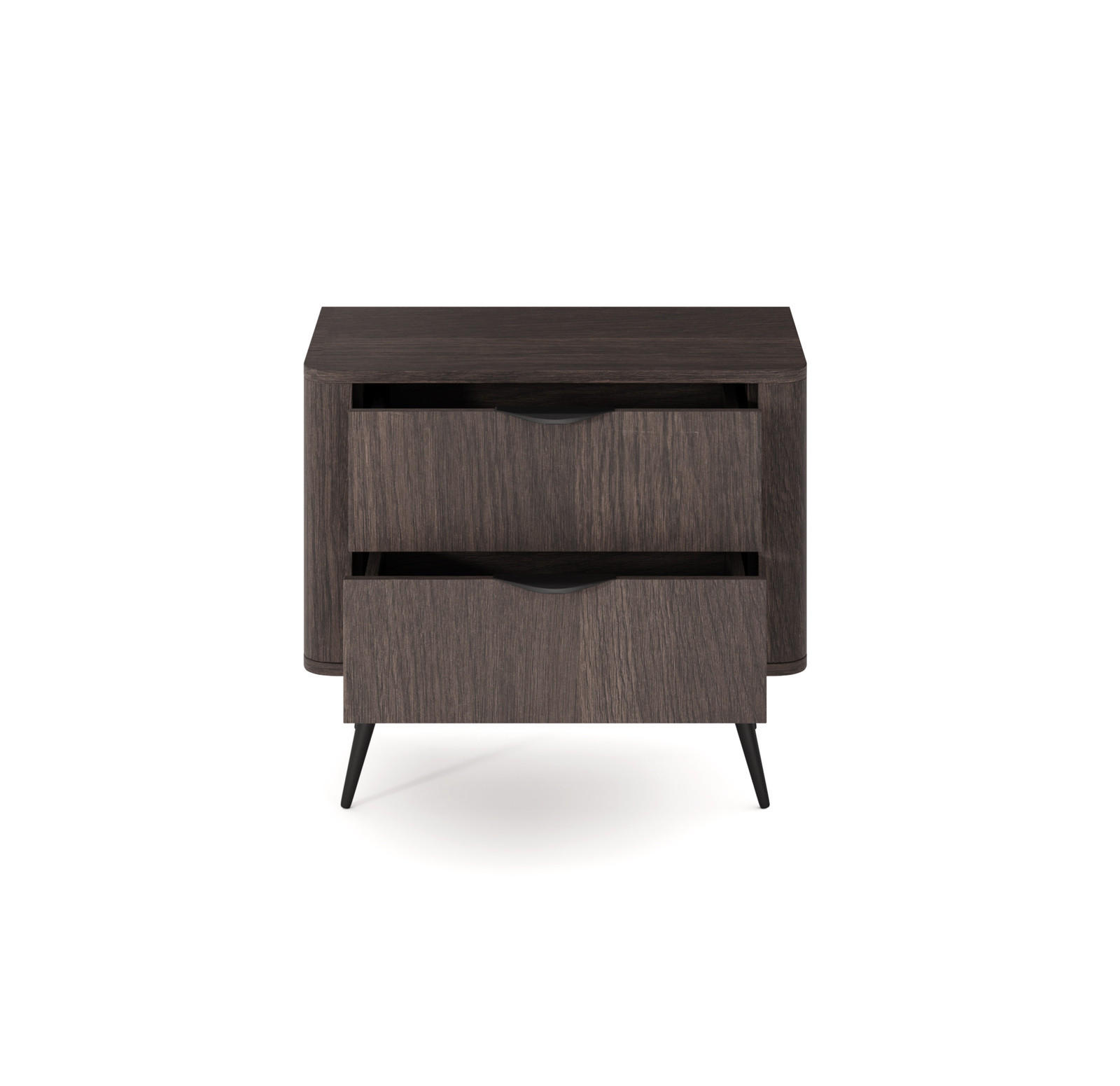NACHTTISCH Terzo 2S Eiche Dunin mit Metallfüßen - Schwarz - Eichefarben/Schwarz, Holz/Holzwerkstoff (63/55/38cm) - Ravio