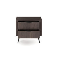 NACHTTISCH Terzo 2S Eiche Dunin mit Metallfüßen - Schwarz - Eichefarben/Schwarz, Holz/Holzwerkstoff (63/55/38cm) - Ravio