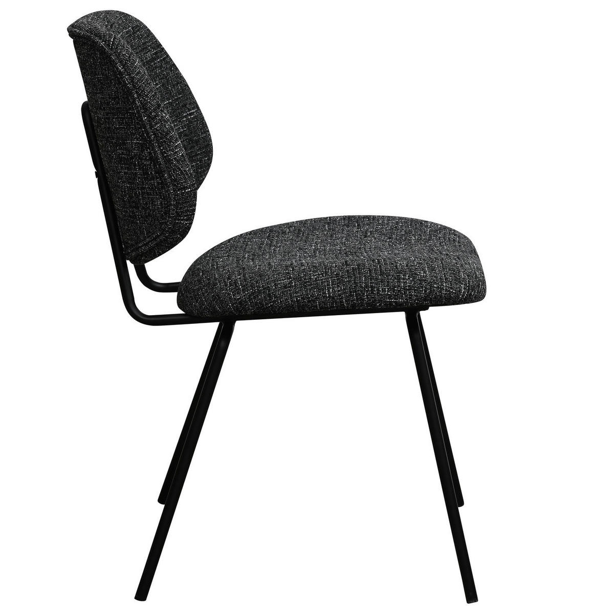 STUHL-SET 6 Stück in Teddystoff Schwarz - Schwarz, Textil/Metall (50/82/58cm) - Furnhouse
