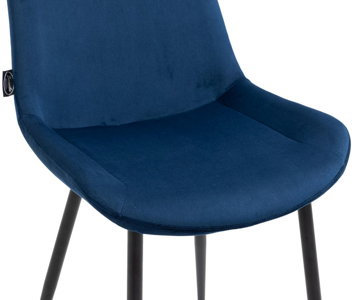 STUHL 4er Set Samt blau - Blau/Schwarz, Textil/Metall (51/80/60cm) - CLP