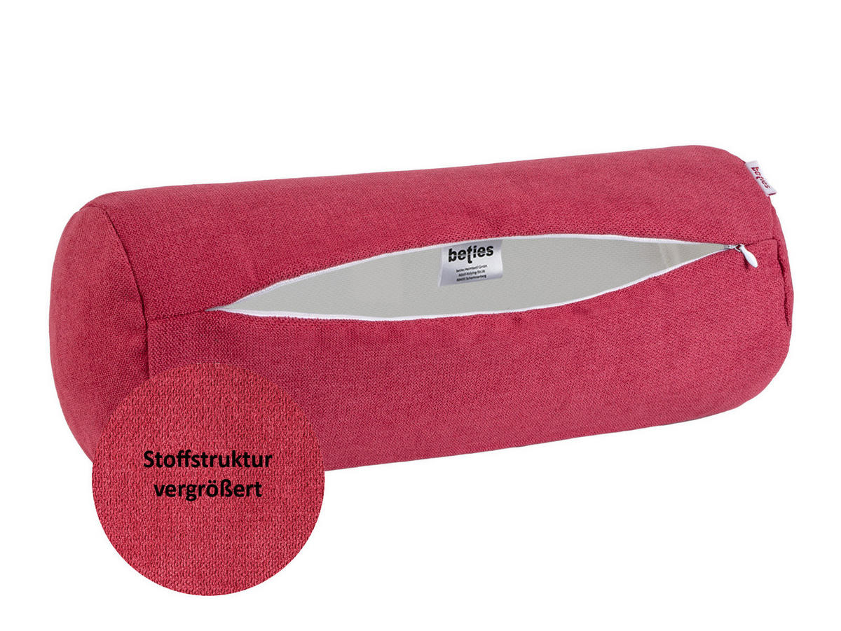 NACKENROLLENHÜLLE FarbTon Chenille-Haptik himbeer-rot 40/15 cm - Rot, Textil (15/40cm) - beties Heimtextil