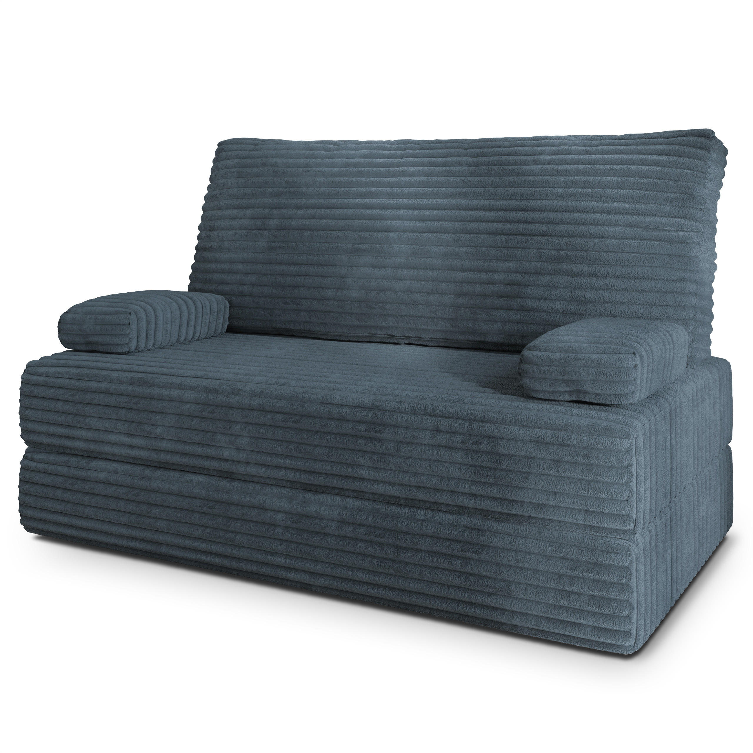BETTSOFA LADIA aus Schaumstoff Kordstoff Grau Schlaffunktion - Blaugrau, Textil (140/86/60cm) - MASSENO
