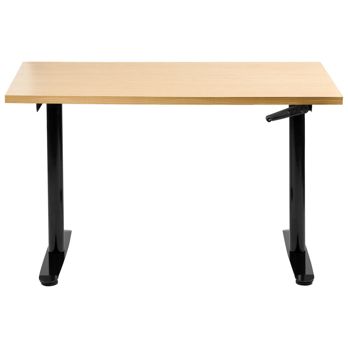 SCHREIBTISCH manuell höhenverstellbar 120/72 cm Schwarz/Hellbraun Destinas - Hellbraun/Schwarz, Holzwerkstoff/Metall (72/120/74cm) - Beliani