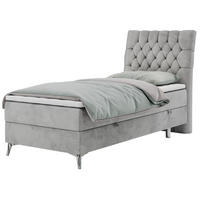 BOXBETT MILEN 90/200 Hellgrau Velvet - H3 - Rechts Seite - Hellgrau, Holz/Textil (90/200cm) - MKS