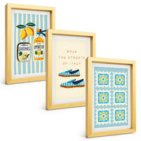 BILDER SET 3er Set - 20x30 cm Goldrahmen - Früchte, Elemente der italienischen Kultur - Goldfarben, Kunststoff (20/30cm) - TULUP