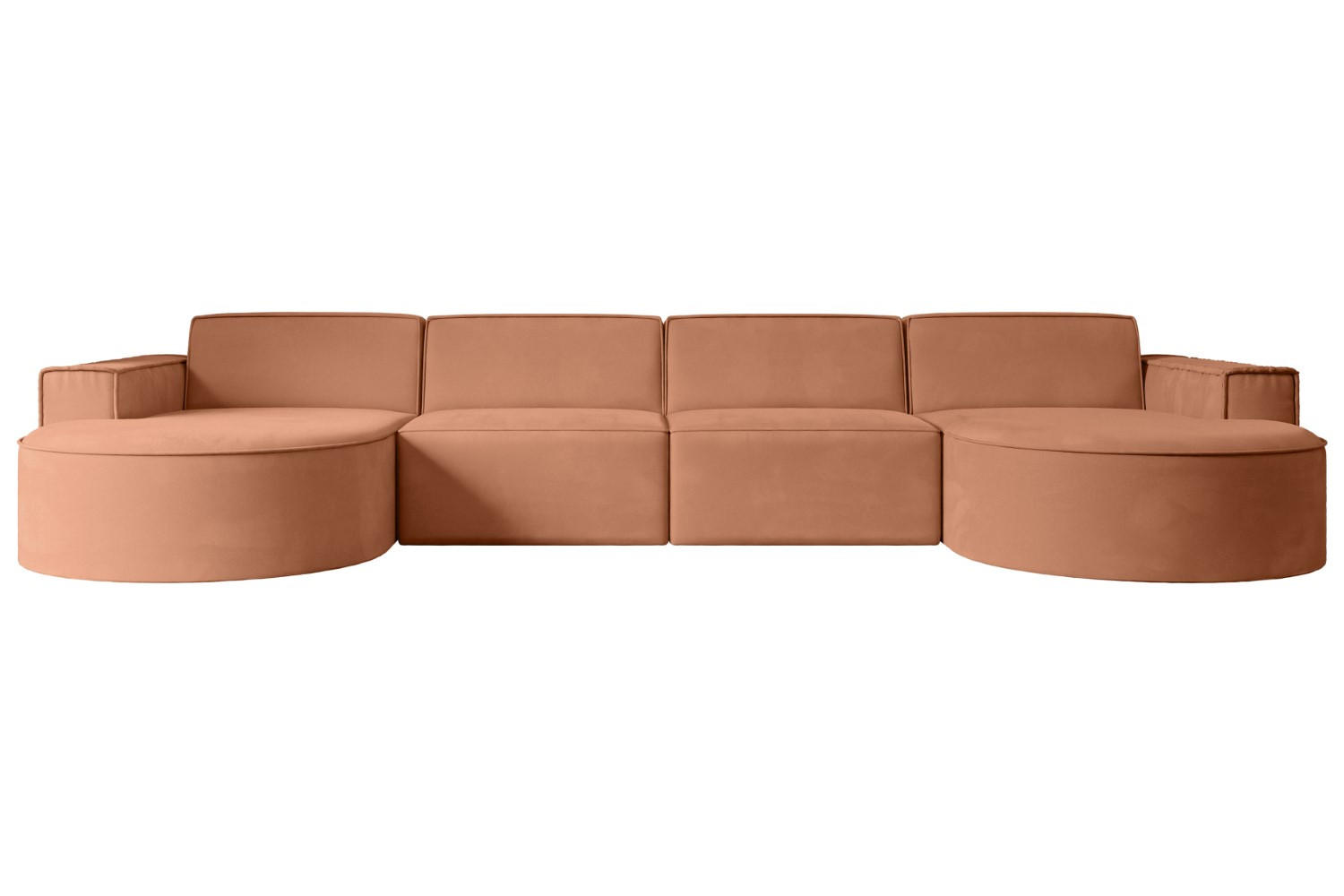 WOHNLANDSCHAFT MARI-U2 - 384x165x78 cm Koralle Velours - Koralle/Schwarz, Holzwerkstoff/Kunststoff (384/78/165cm) - ALTDECOR