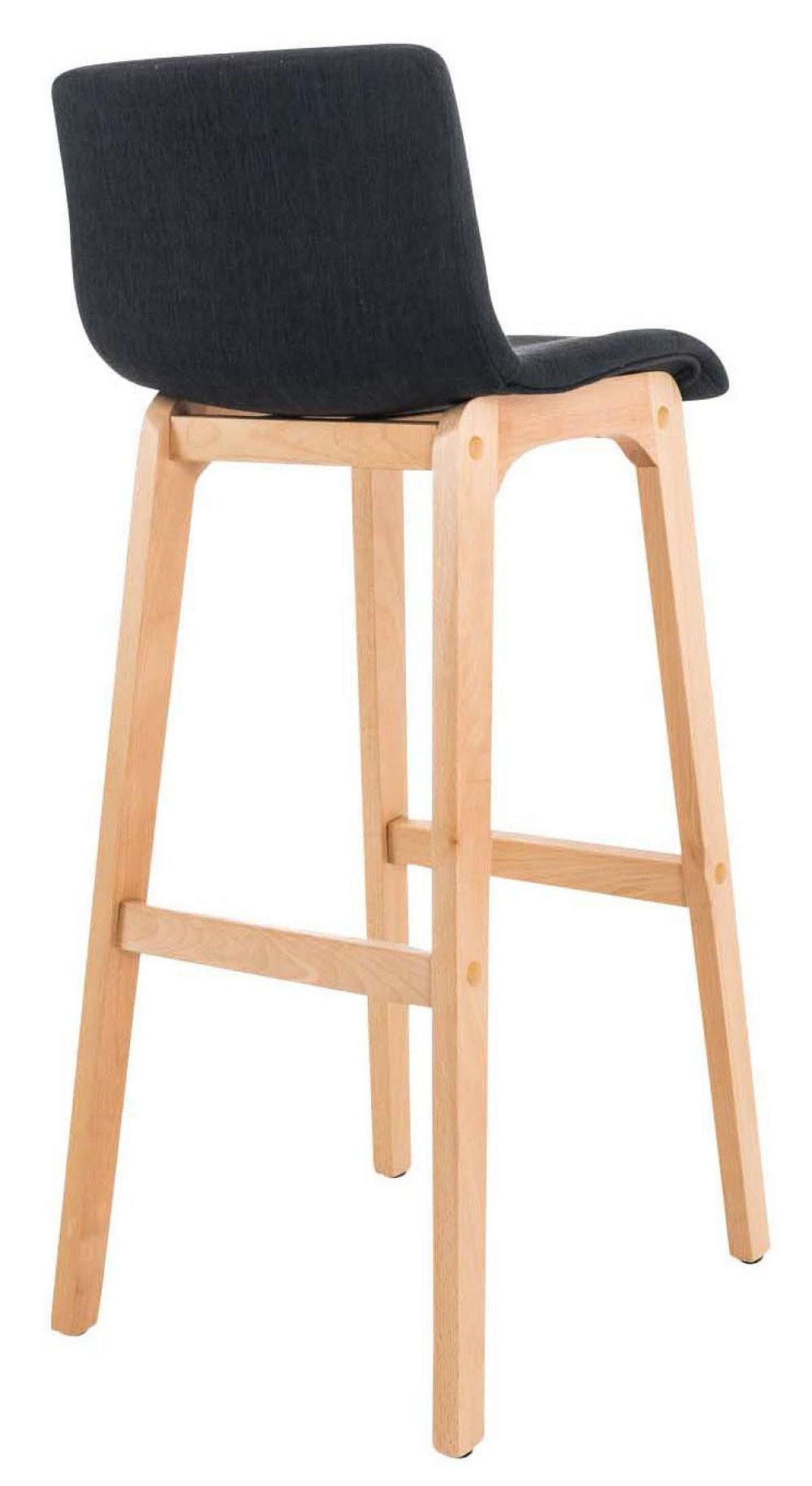 BARHOCKER 2er Set Stoff schwarz - Eukalyptusholzfarben/Schwarz, Holz/Textil (41/101/46cm) - CLP