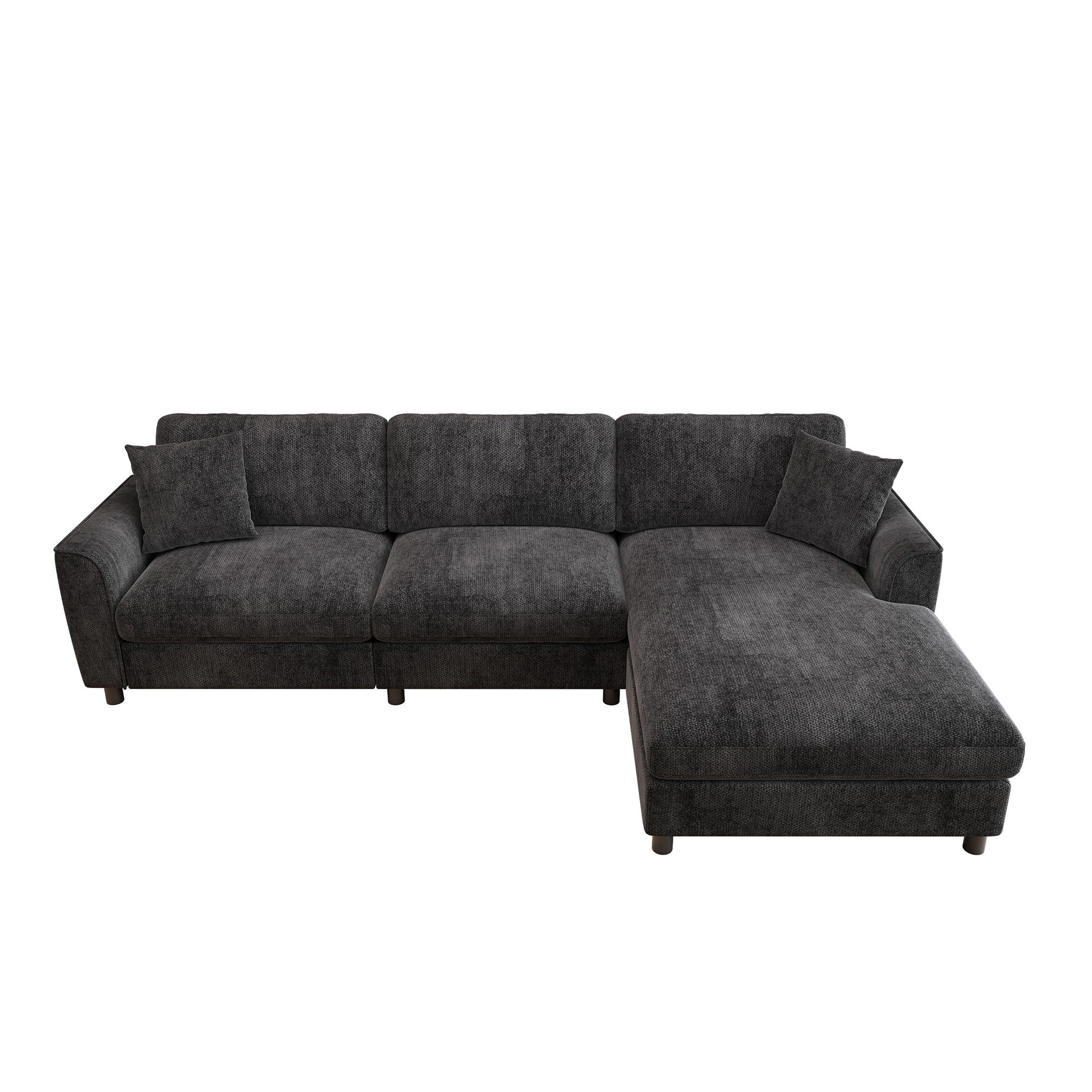 ECKSOFA 256/137/79 cm Grau mit umstellbarer Liegeelement - Grau, Kunststoff/Textil (256/137cm) - Oxeza