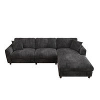 ECKSOFA 256/137/79 cm Grau mit umstellbarer Liegeelement - Grau, Kunststoff/Textil (256/137cm) - Oxeza