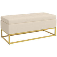 SITZBANK, Polsterbank, Bettbank, Beige - Beige, Kunststoff/Metall (44/49/110cm) - HOMCOM