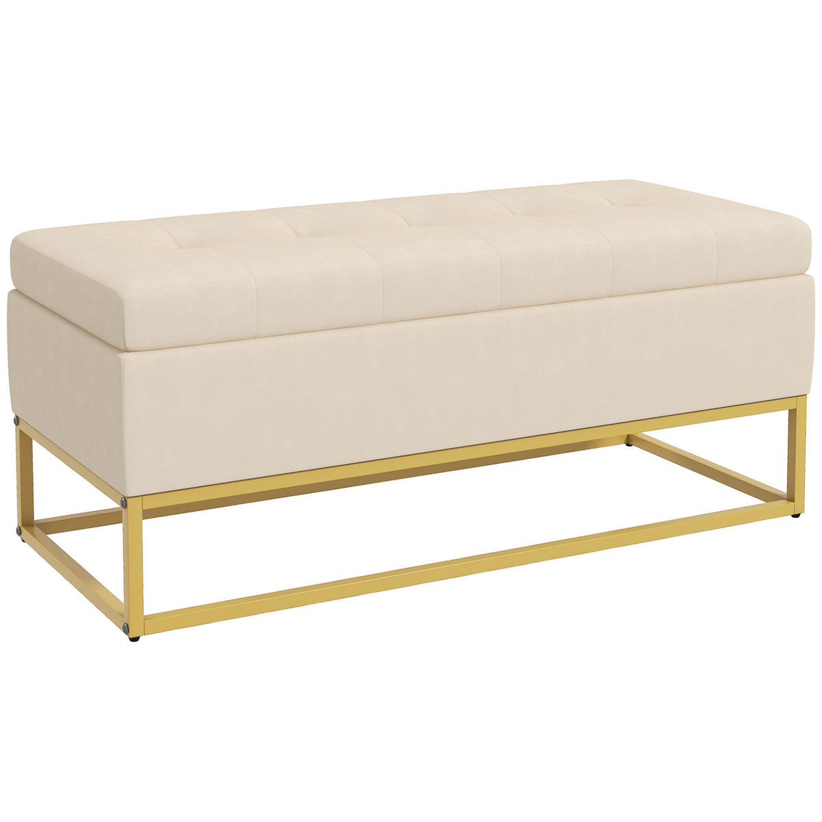 SITZBANK, Polsterbank, Bettbank, Beige - Beige, Kunststoff/Metall (44/49/110cm) - HOMCOM