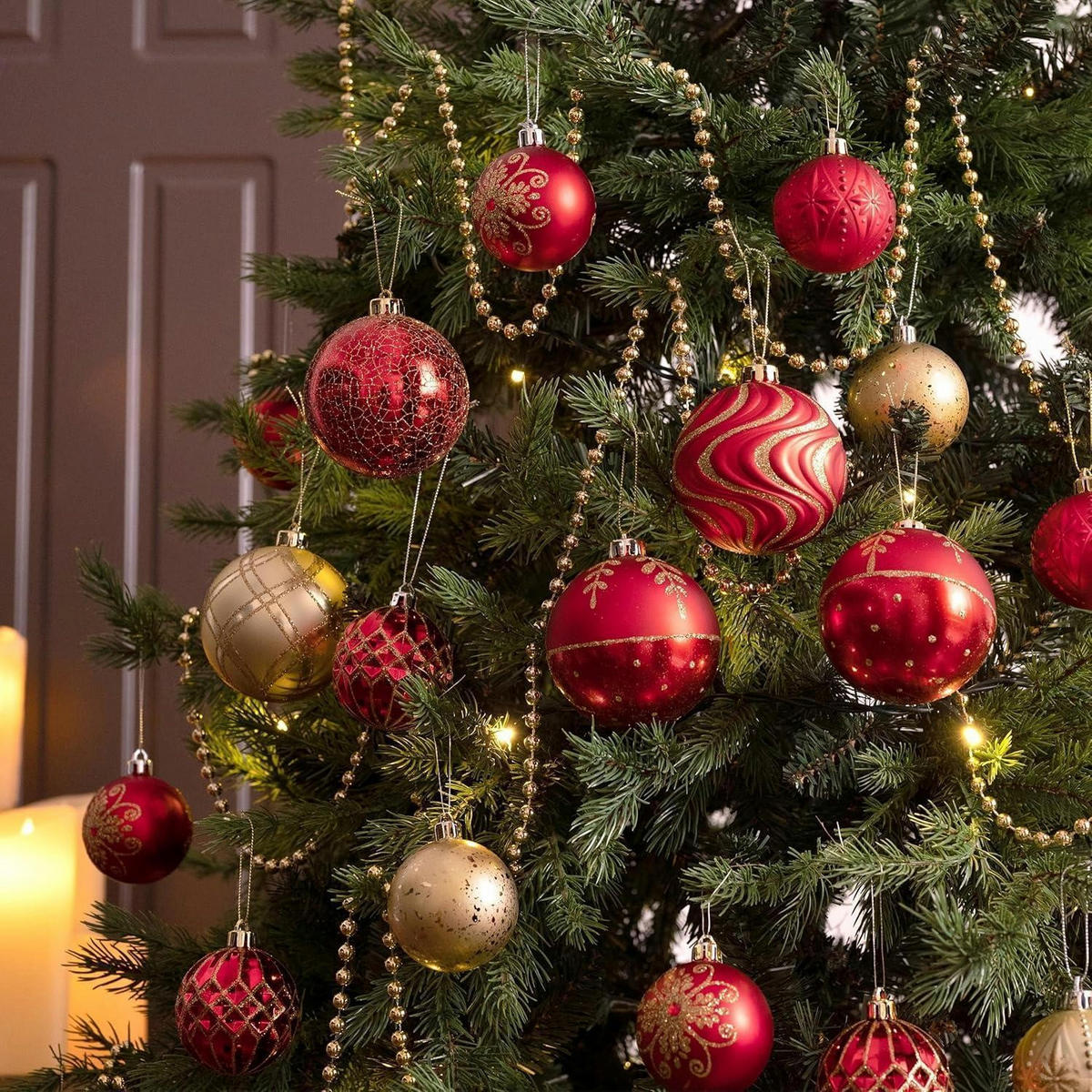 WEIHNACHTSKUGELN 12-teiliges Set 8 cm Rot Gold - Multicolor, Kunststoff (8/8/8cm)