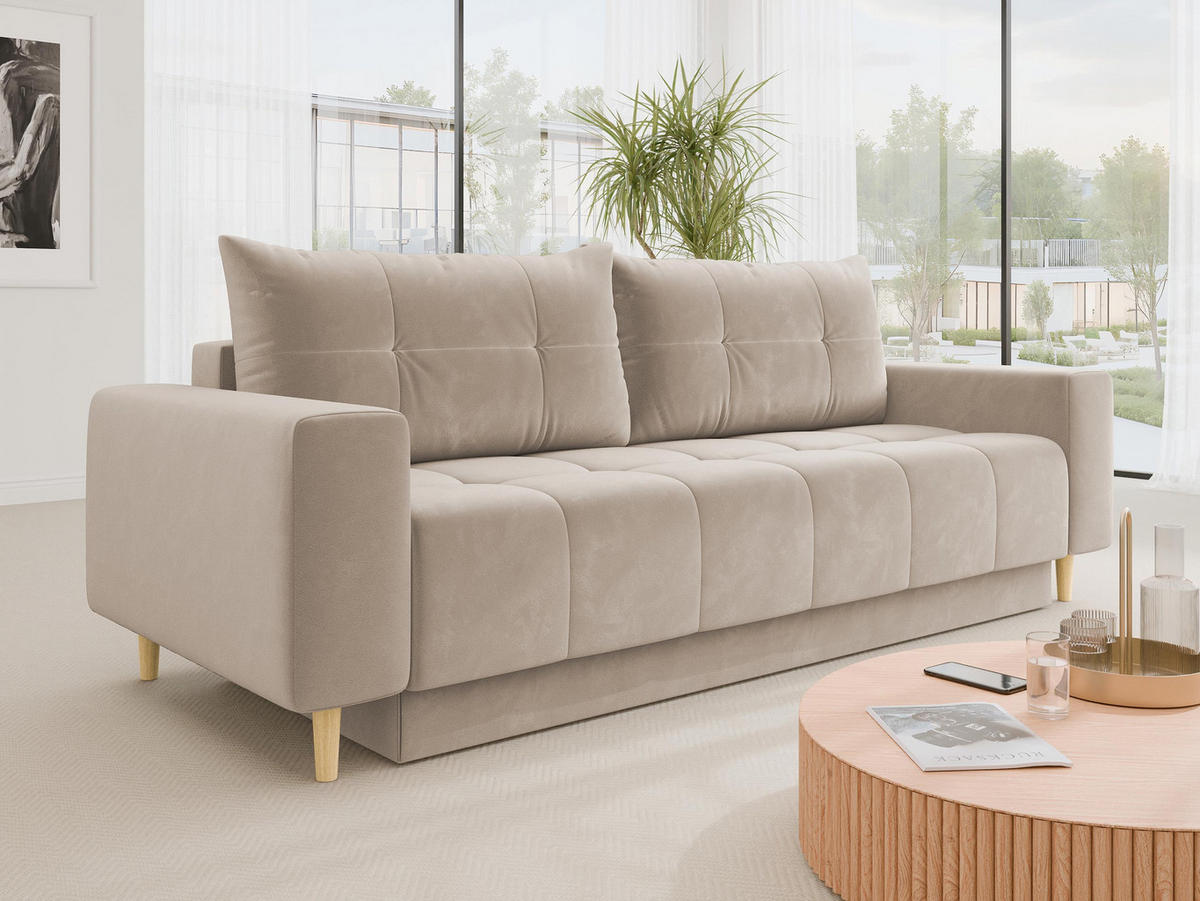 SCHLAFSOFA Santi - Creme, Holz/Textil (244/88/96cm) - MIRJAN24