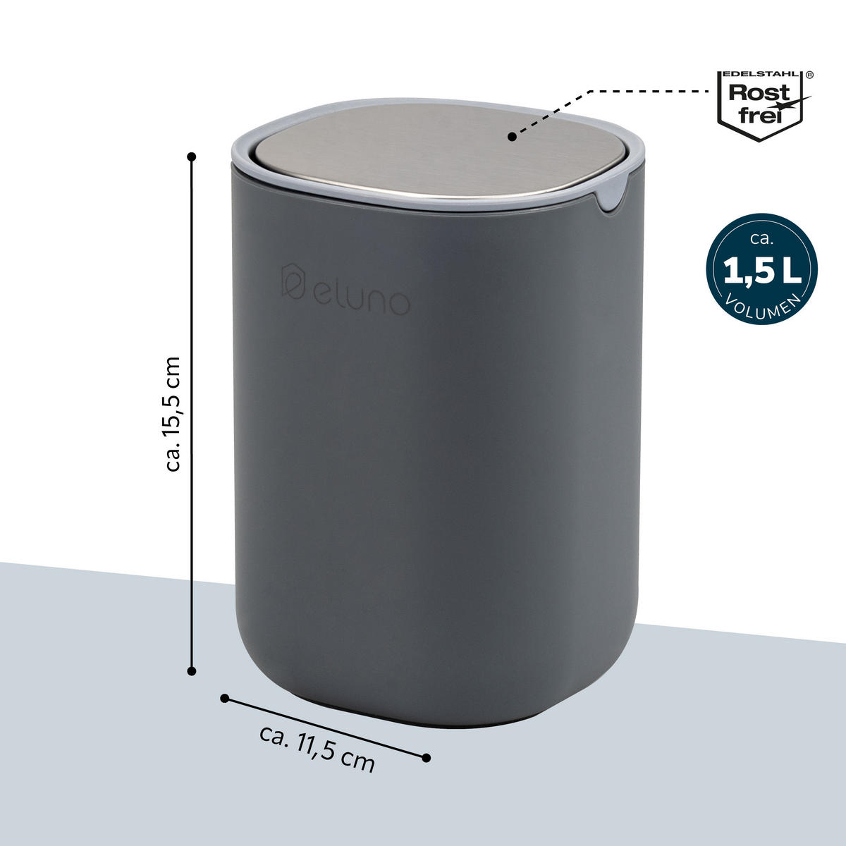 KOSMETIKEIMER EDOLO, Kunststoff, grau - Grau, Kunststoff (11.5/15.5/11.5cm) - eluno