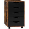 ROLLCONTAINER mit 5 Schubladen, Rustikales Braun - Dunkelbraun/Schwarz, Holzwerkstoff (40/66.5/40cm) - Woltu