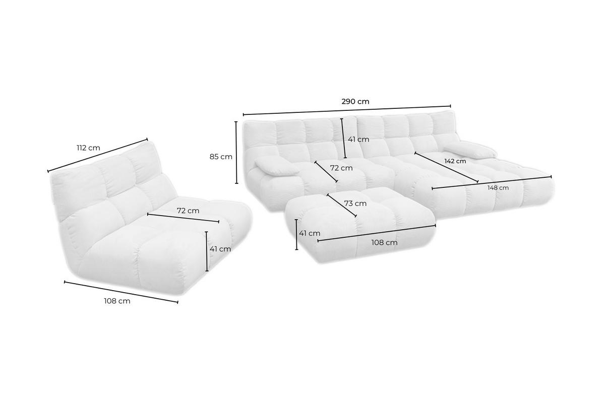SITZGRUPPE VIVIEN 3ER SET Braun Velvet (1er-Set) - Dunkelbraun/Braun, Kunststoff/Textil (510/85/359cm) - KAWOLA