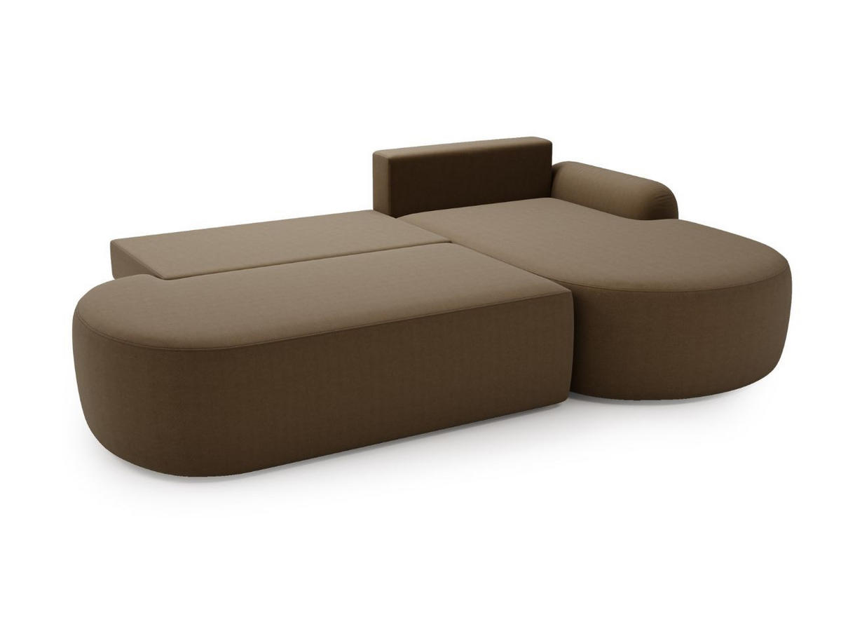 ECKSOFA Aurio O Bouclé-Stoff Braun Rechts - Braun, Holz/Textil (271/177cm) - Graingold