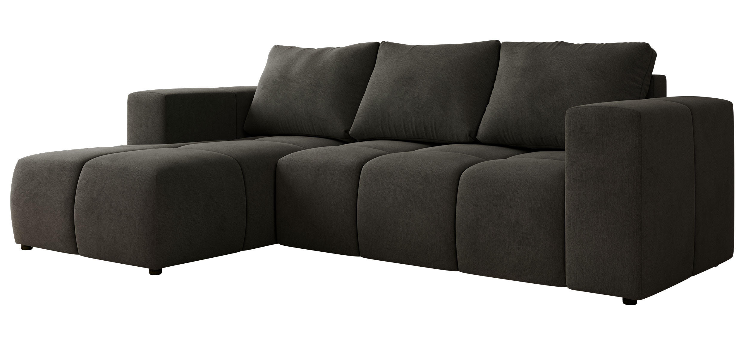 ROHOVÁ SEDAČKA MONIVA L - Tmavě šedá Samet - Levá Strana - černá/tmavě šedá, textil/plast (164/266cm) - MKS