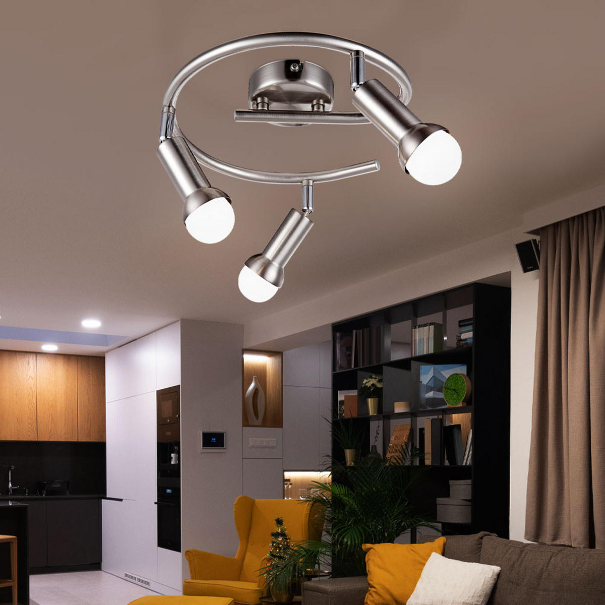 LED DECKENLEUCHTE Kimberly Chrom Silber - Silberfarben, Metall (29/29/19cm) - Globo Lighting