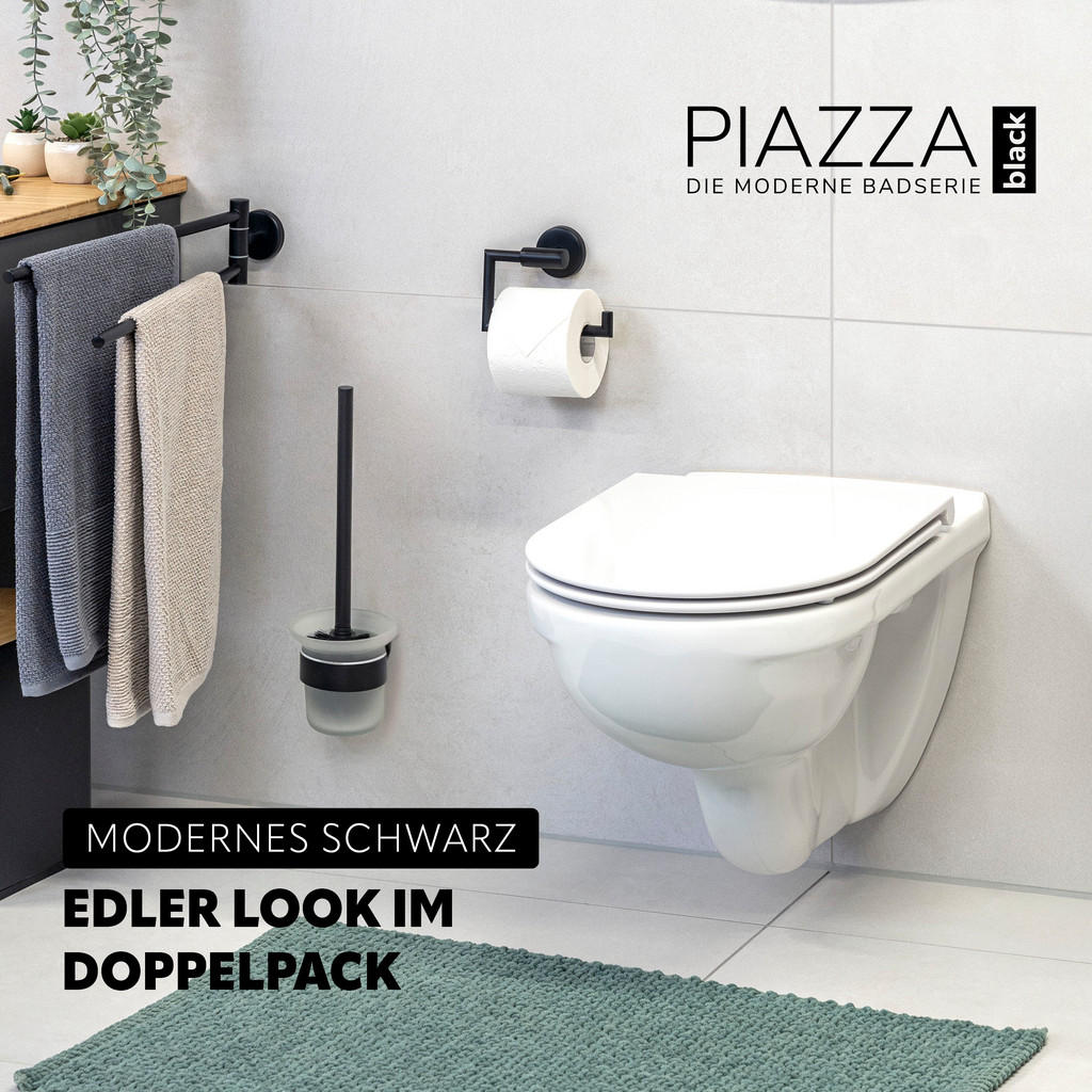 Thumbnail - bremermann Badezimmer-Zubehör-Set, Schwarz, Metall, 14.5x35x11.5 cm, Badaccessoires