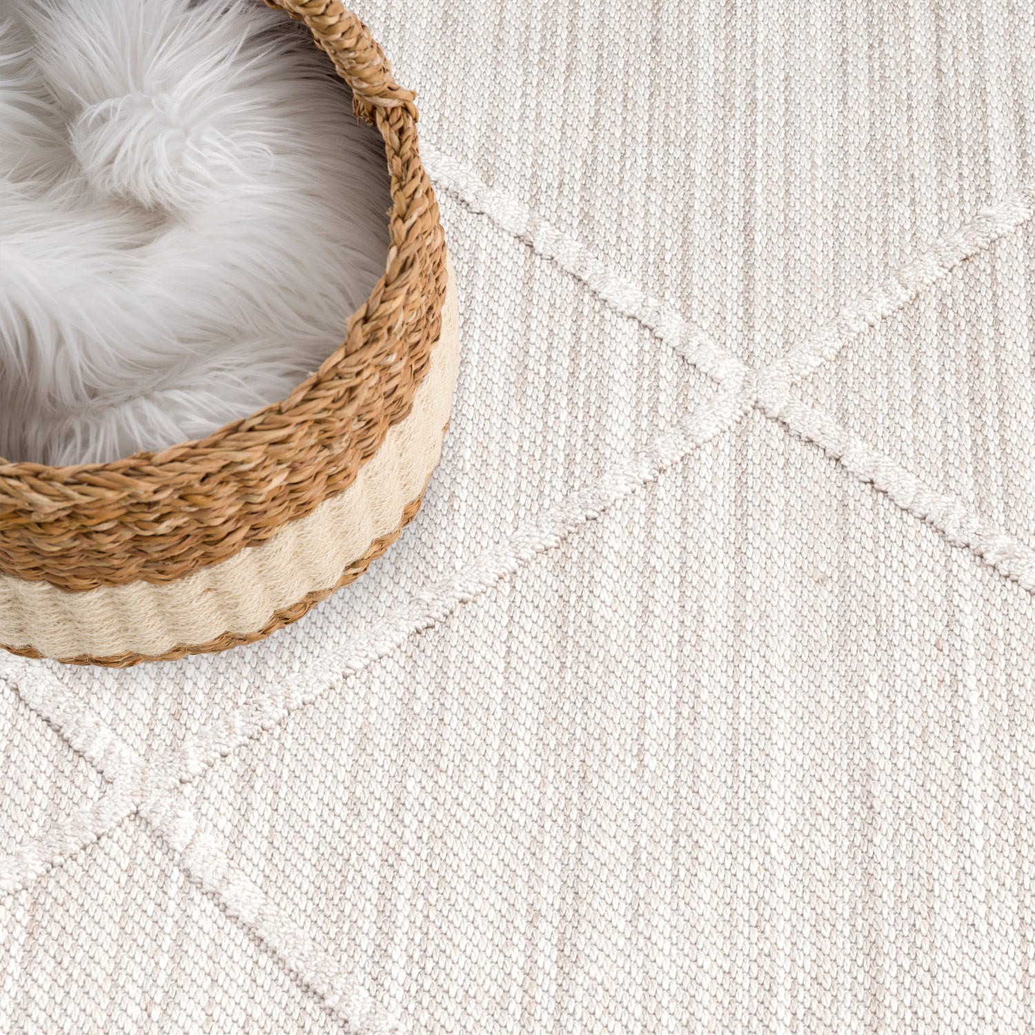 Thumbnail - carpet city Kurzflor-Teppich, Beige, Textil, Grafikmuster, Rund, 200x200 cm, Oeko-Tex® Standard 100, für Fußbodenheizung...
