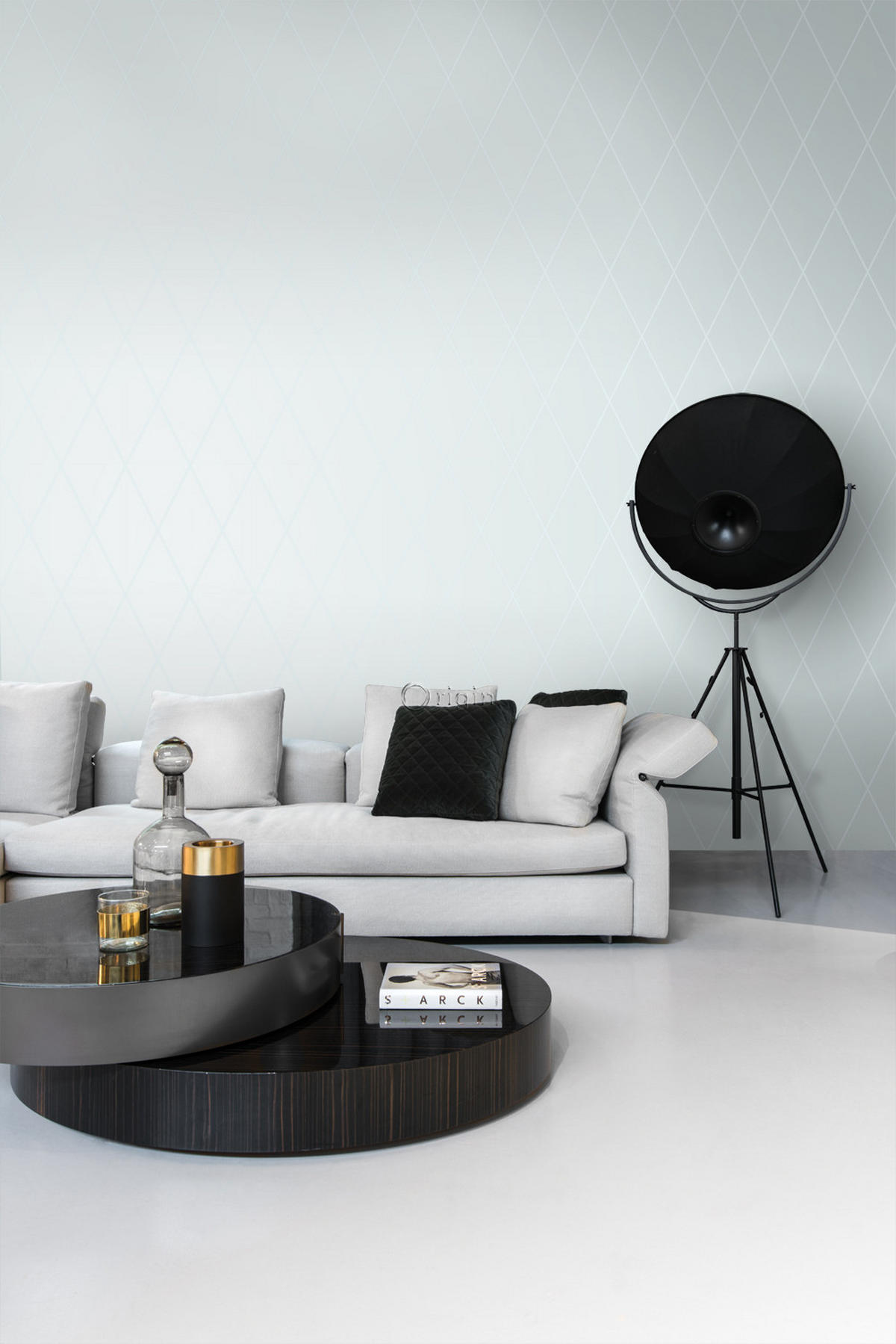 TAPETE Karomuster 53 cm x 10.05 m - Türkis, Papier (53/1000cm) - Origin Wallcoverings