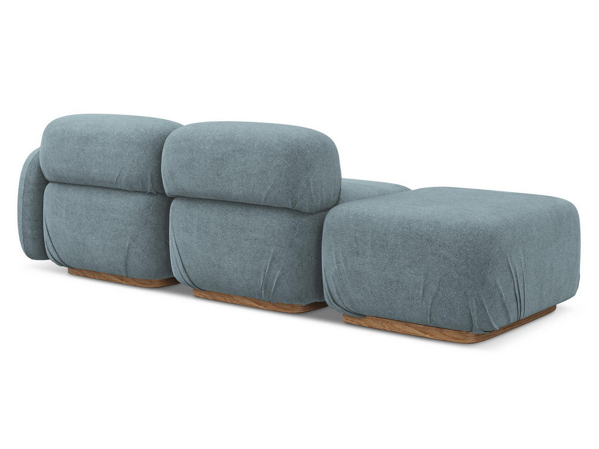 3-SITZER SOFA Links Bouclé Stoff Blau - Blau/Blaugrau, Holz/Textil (258/73/95cm) - Makamii