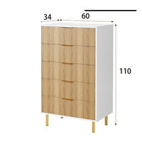 KOMMODE 5 Schubladen, modernes Design, Khaki - Kastanienfarben, Holz (60/110/34cm)