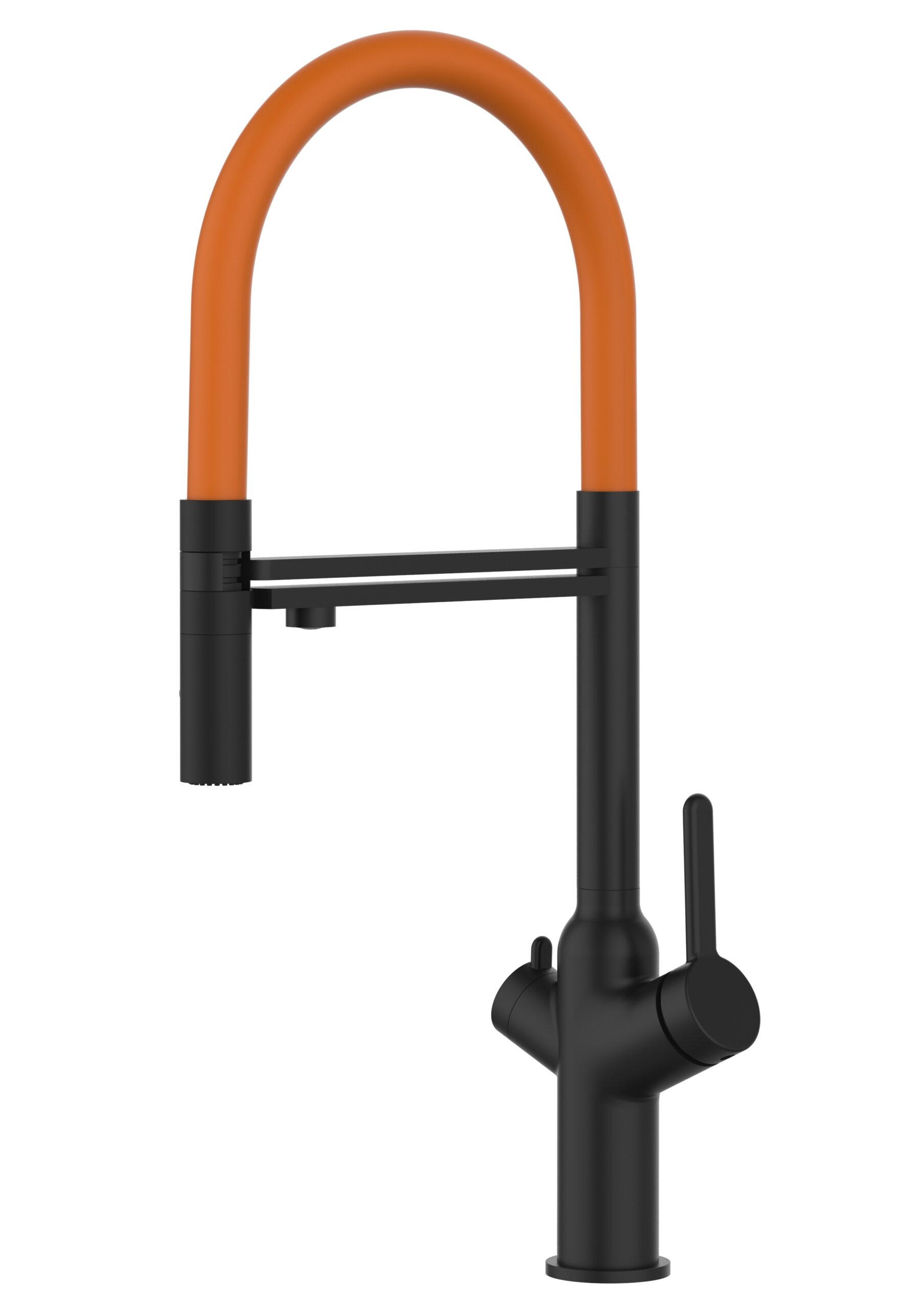 Thumbnail - Vizio 3-Wege-Küchenarmatur,, Schwarz, Orange, Metall, 20.61x48x20.61 cm, flexible Anschlussschläuche, schwenkbarer Ausla...