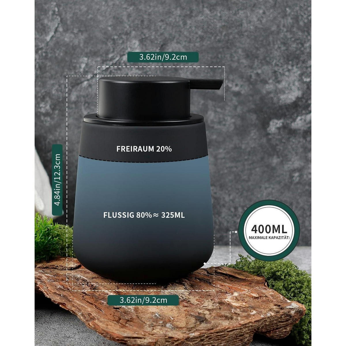 SEIFENSPENDER Keramik Schwarz 350 ml - Schwarz, Keramik (9/12/9cm)